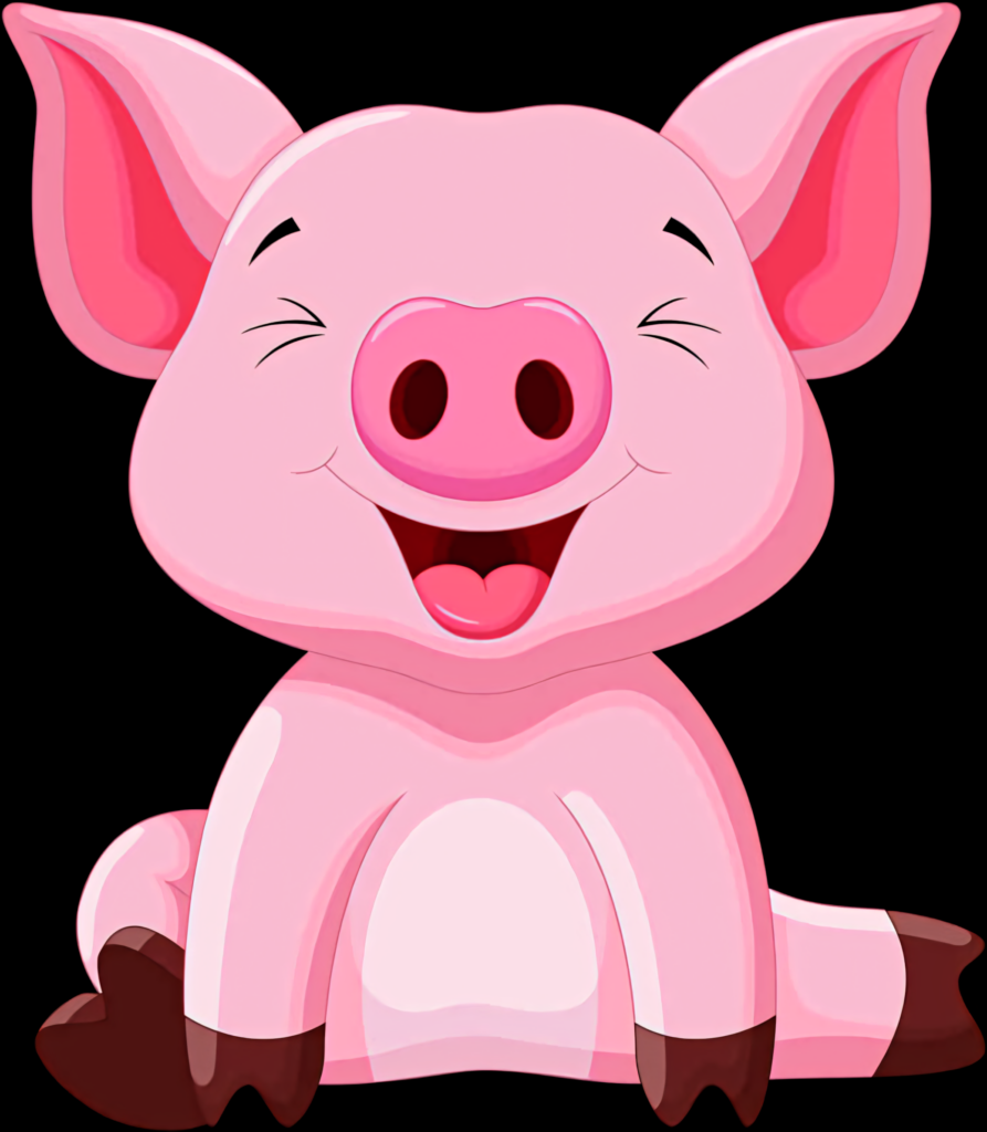 Cheerful Cartoon Pig Wallpaper: Bright Pink & Joyful Background