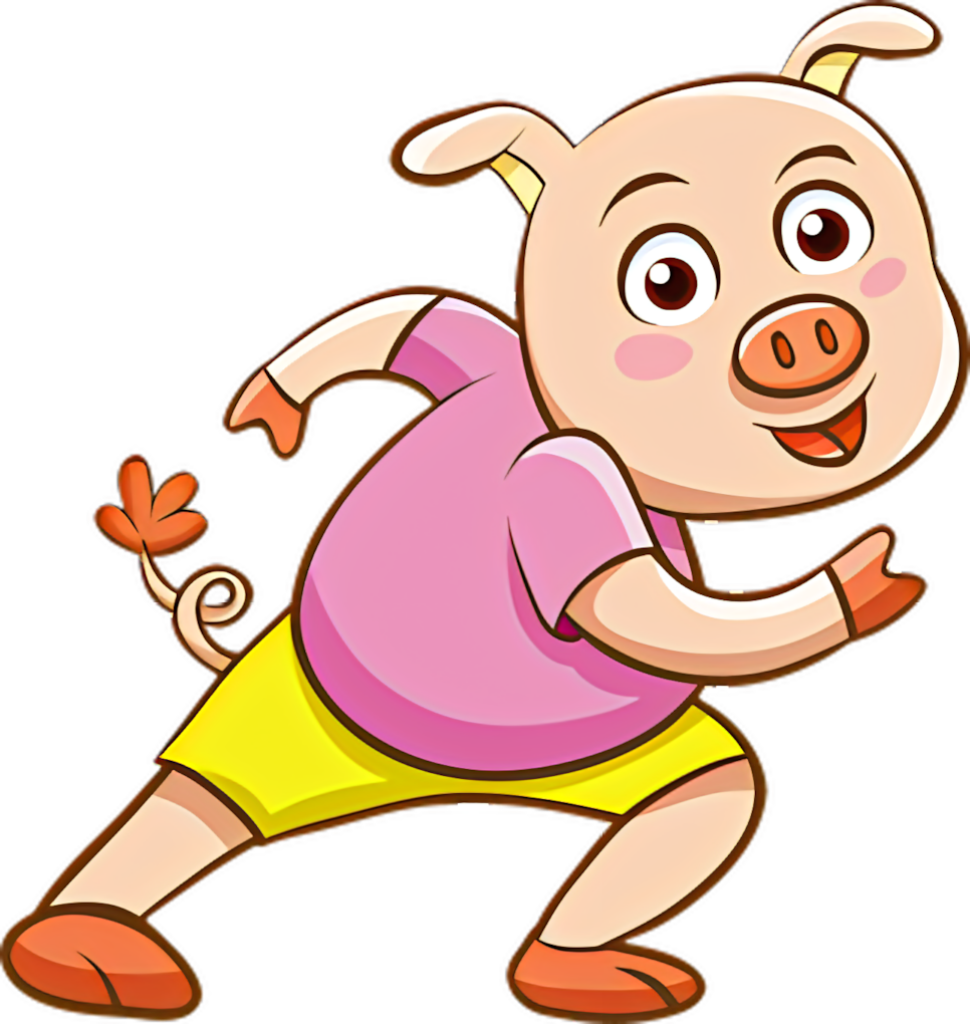 Cheerful Cartoon Pig Wallpaper: Whimsical Fun for Your Digital Space