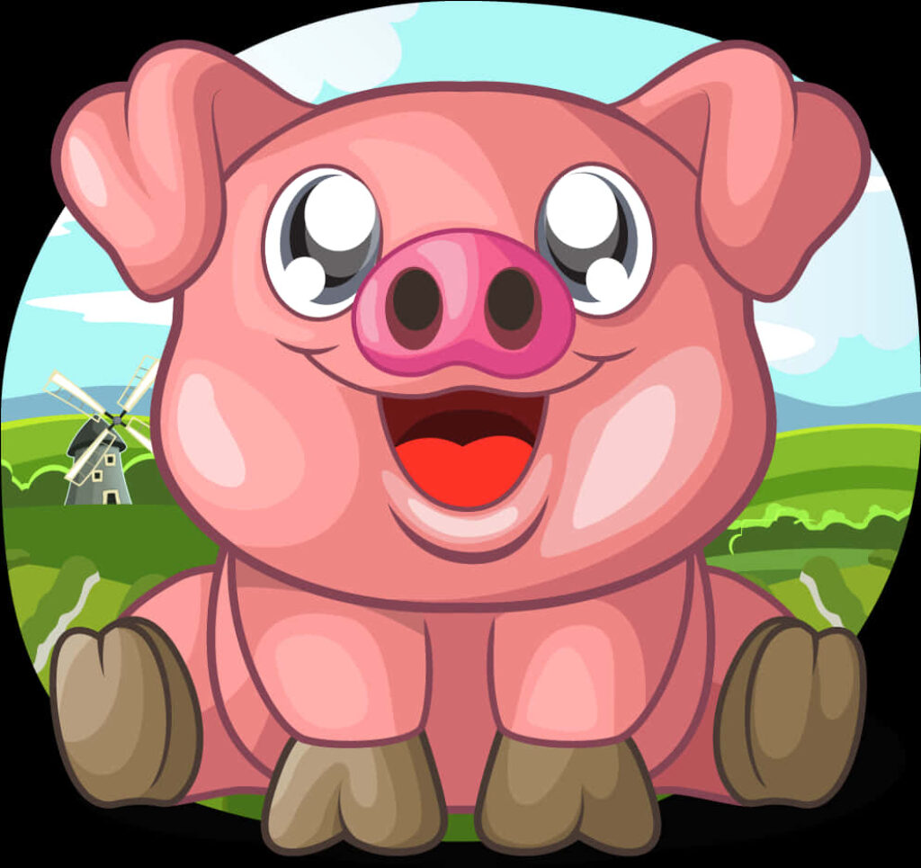 Cheerful Cartoon Piglet Wallpaper in Vibrant Farm Scene