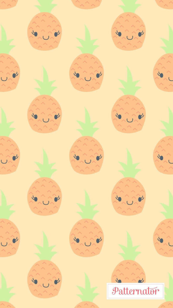 Cheerful Cartoon Pineapple Wallpaper: Fun Tropical Background