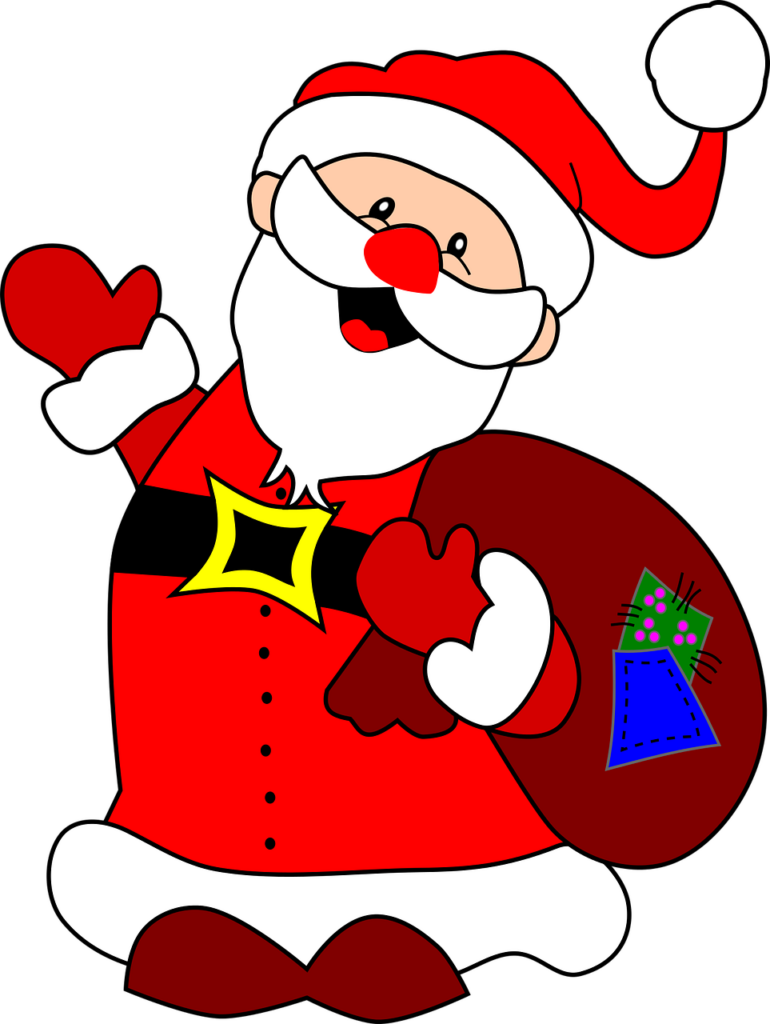 Cheerful Cartoon Santa Claus Wallpaper for Festive Holiday Decor