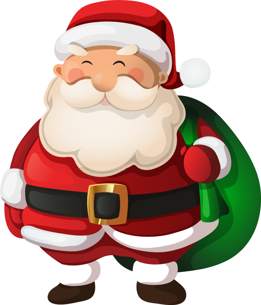 Joyful Cartoon Santa Claus Wallpaper with Gift Sack Background