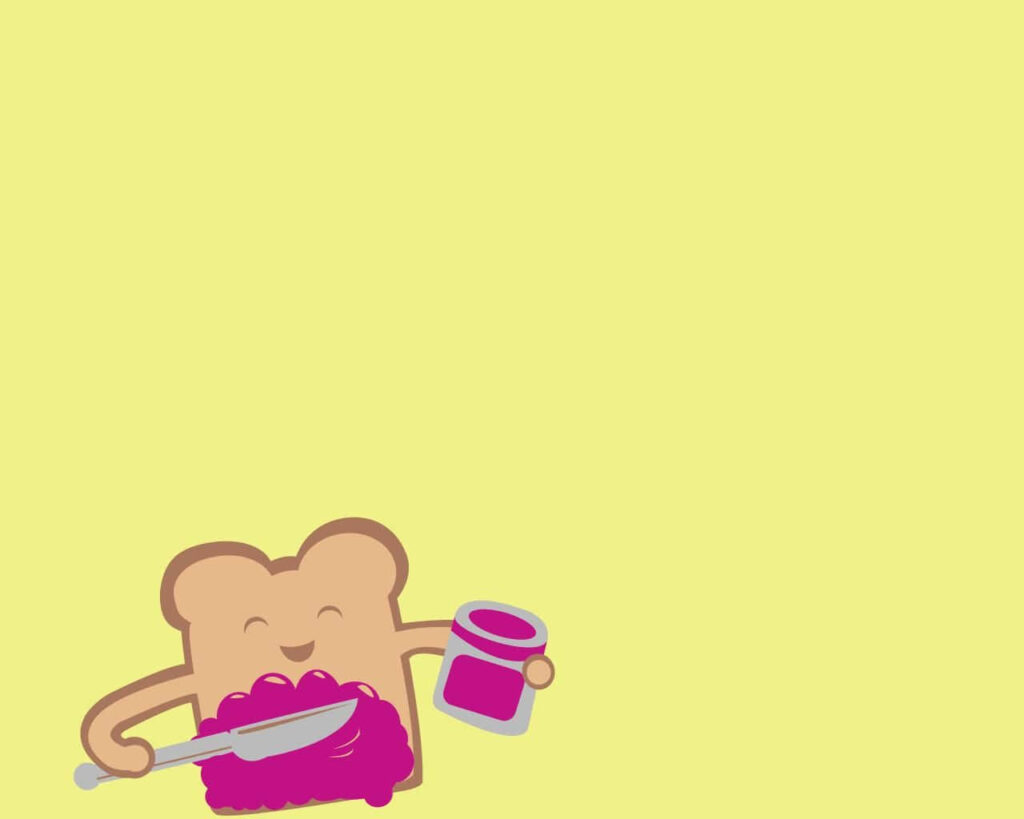 Cheerful Cartoon Toast Wallpaper: Fun Yellow Background Design