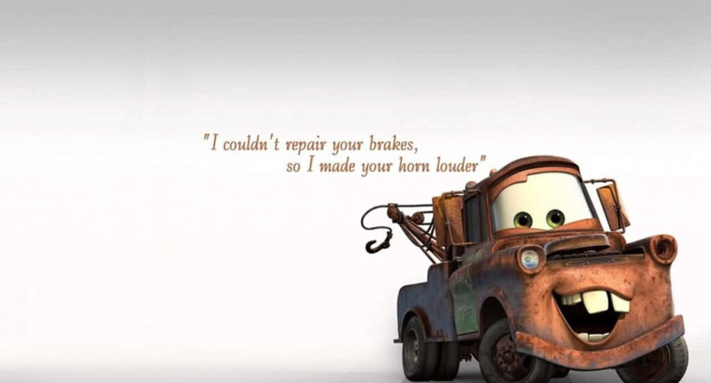Cheerful Cartoon Tow Truck with Humorous Quote Wallpaper