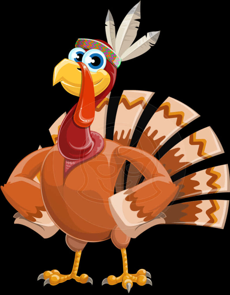 Colorful Cartoon Turkey Wallpaper: Vibrant Plumage & Cheerful Design