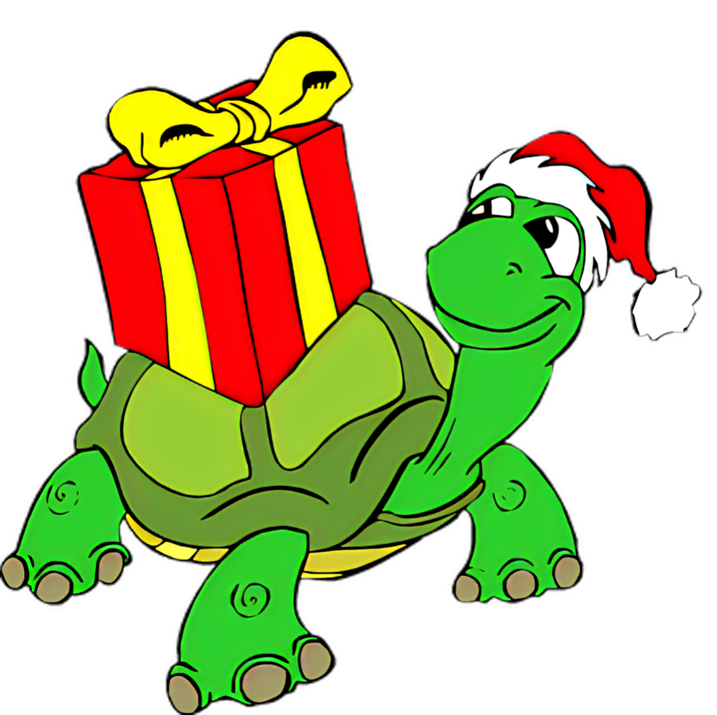 Cheerful Christmas Turtle Wallpaper: Fun Holiday Background