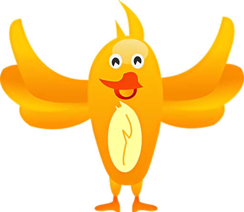 Cheerful Yellow Bird Wallpaper: Playful Cartoon Design for Whimsical Spaces