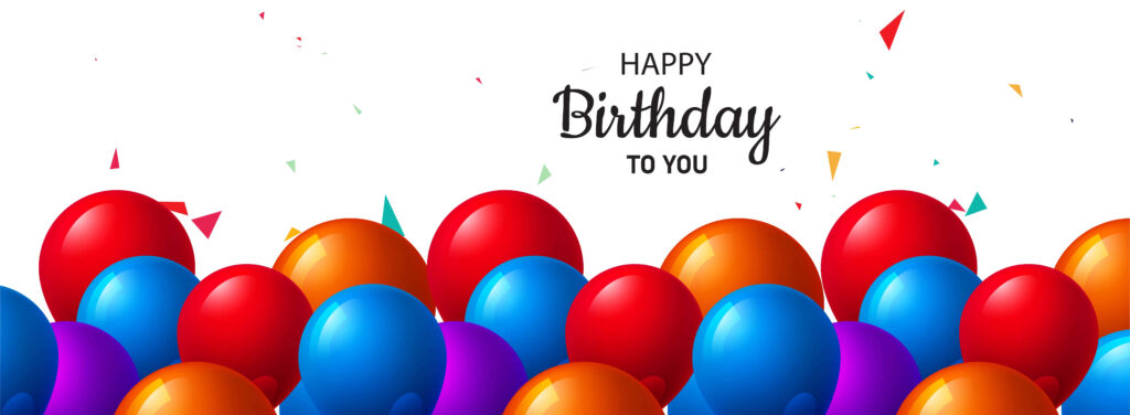 Happy Birthday to You text with colorful balloons and confetti festive celebration background Wallpaper