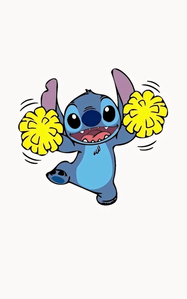 Cheerful Animated Character with Yellow Pompoms - Energetic Wallpaper