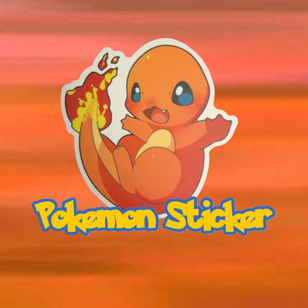 Cheerful Charmander with flaming tail on vibrant fiery orange background Pokémon wallpaper