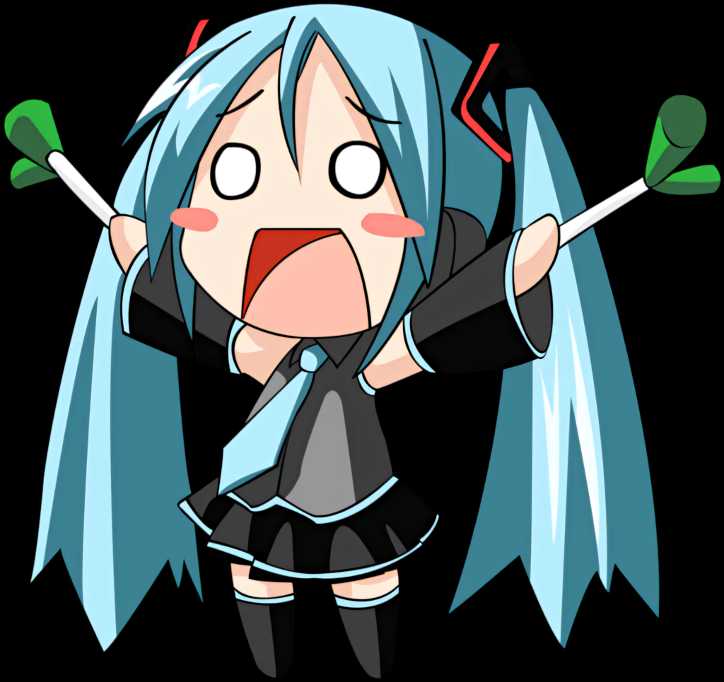 Cute Chibi Hatsune Miku Cheering Wallpaper - Vibrant Vector Art