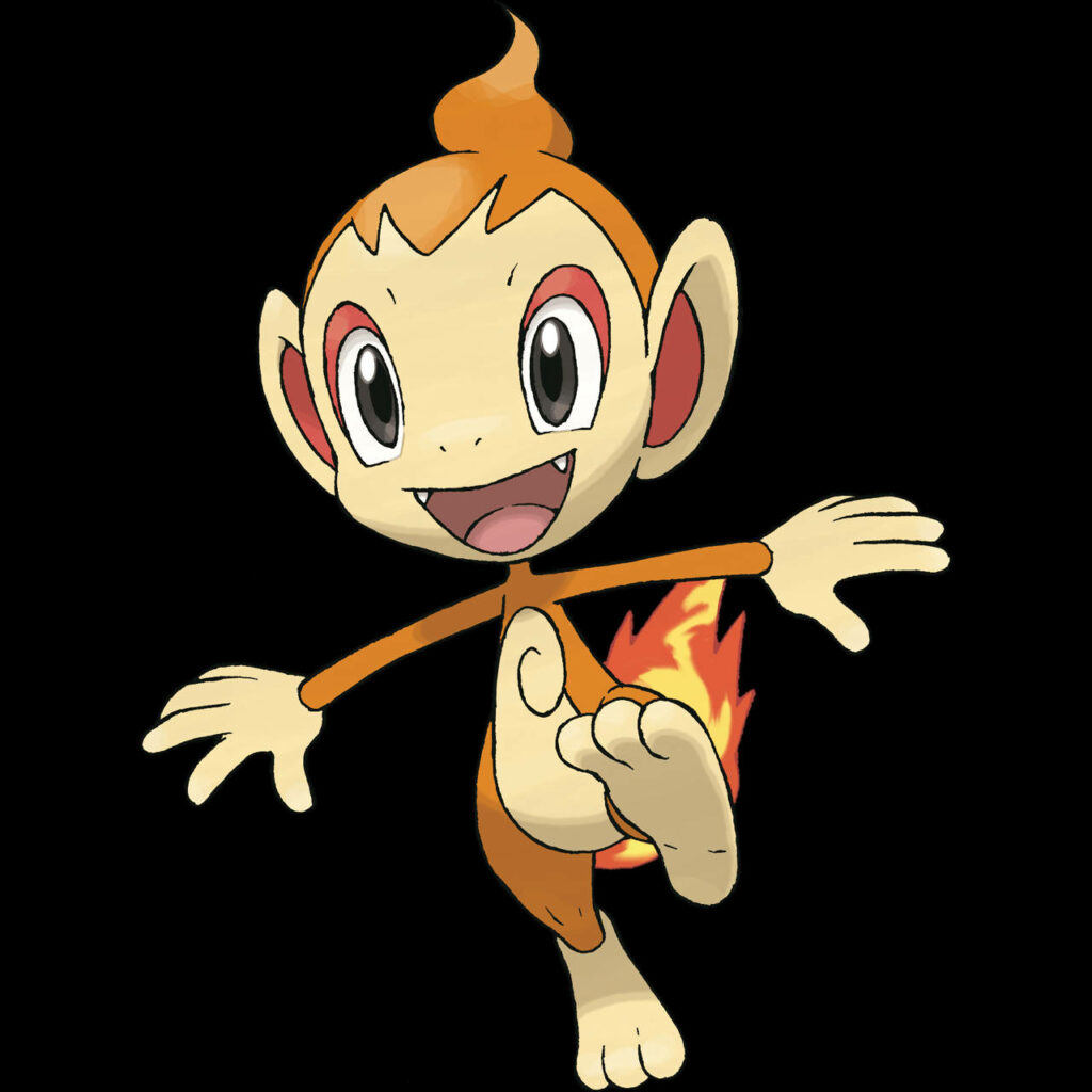Cheerful Chimchar Illustration: Playful Pokémon in Vibrant Colors Wallpaper