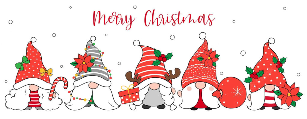 Cheerful Christmas Gnomes Wallpaper with Festive Decor Background
