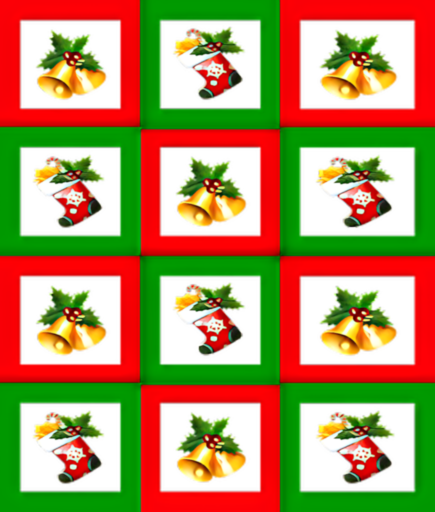 Cheerful Christmas Stocking Wallpaper with Holly & Bells
