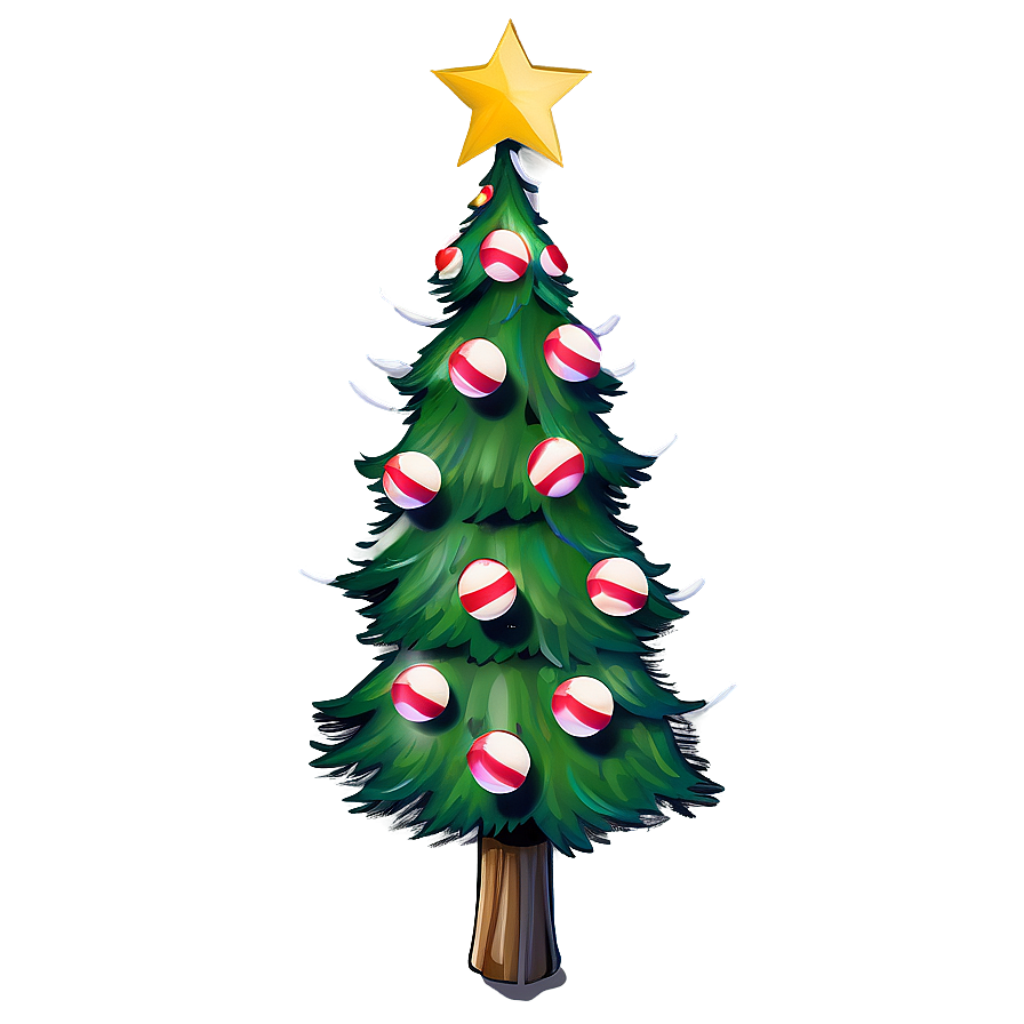 Festive Christmas Tree Wallpaper with Red, White Ornaments & Star