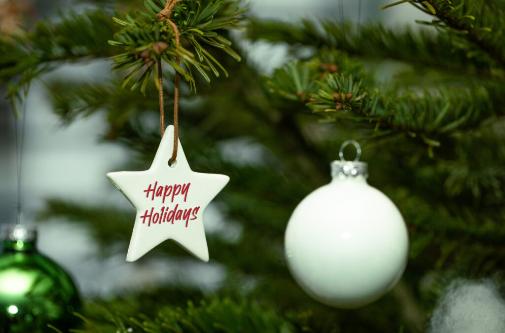 Festive Christmas Wallpaper: Decorated Tree & Holiday Ornaments