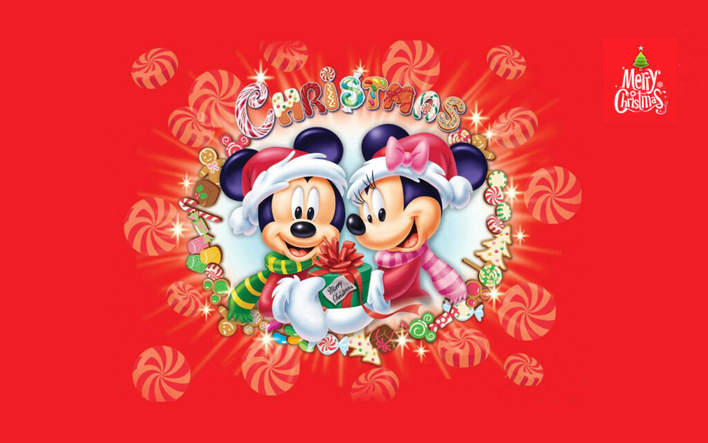 Cheerful Christmas Wallpaper: Joyful Characters & Candy Canes