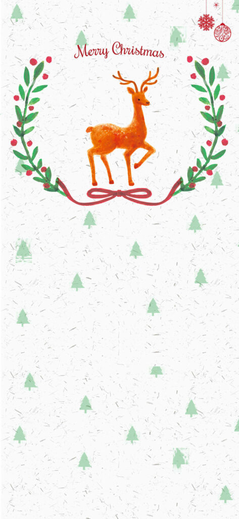 Cheerful Christmas Wallpaper with Red Reindeer & Festive Florals
