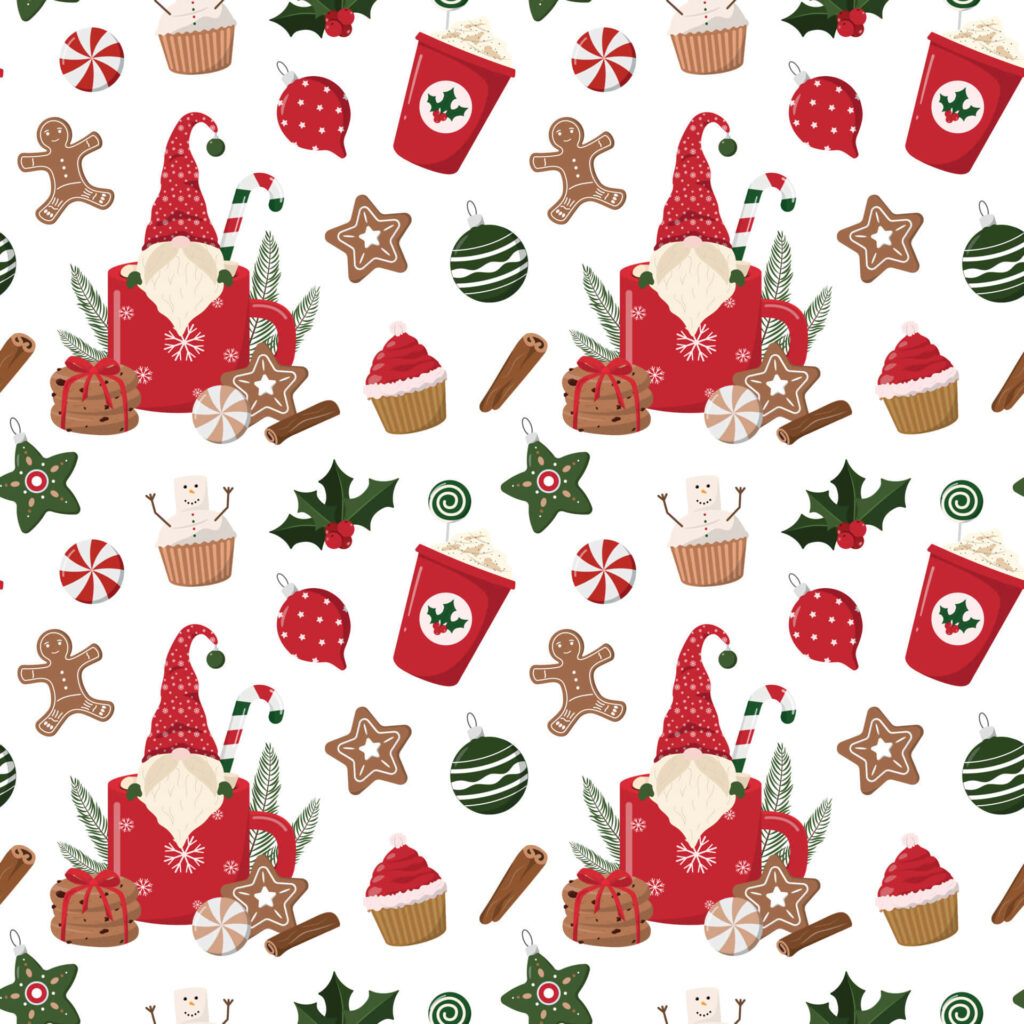 Cheerful Christmas Wallpaper: Santa, Gingerbread & Holiday Treats