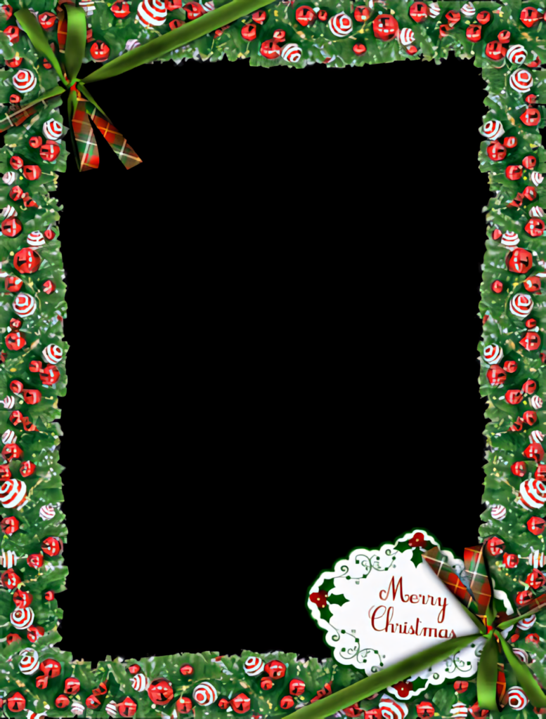 Cheerful Christmas Wallpaper with Decorative Frame & Ornaments