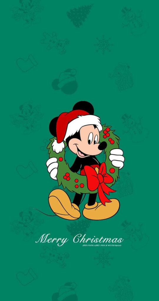 Cheerful Santa Wreath Wallpaper - Merry Christmas Design