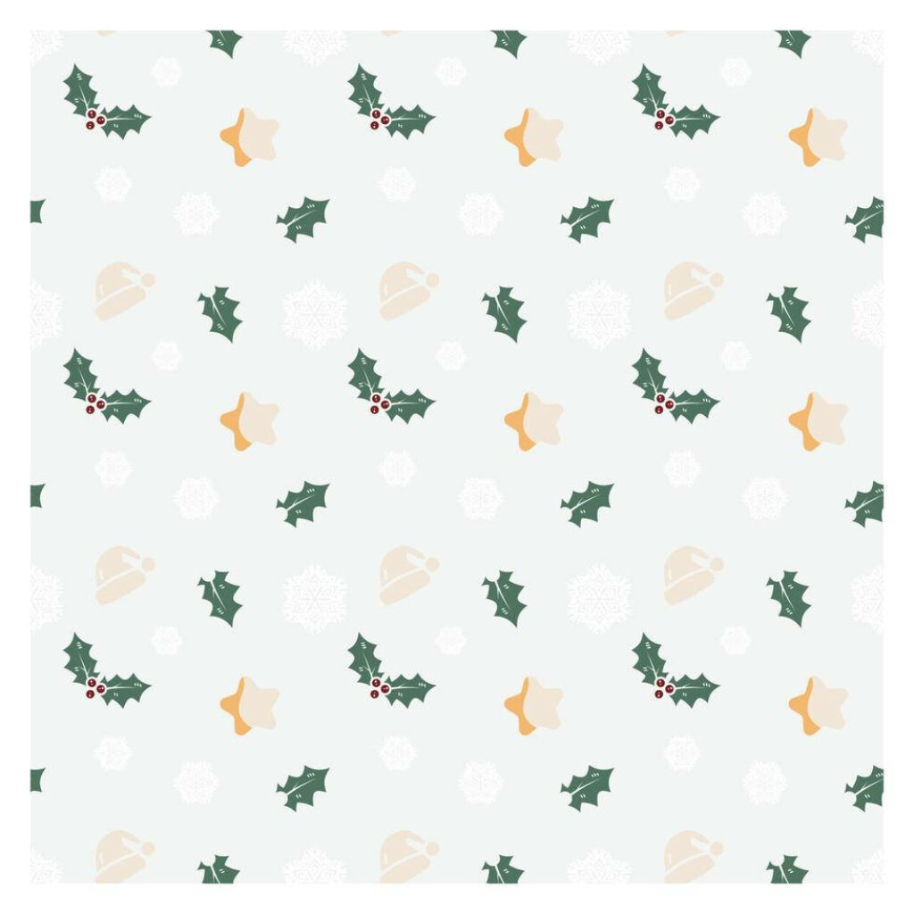 Cheerful Christmas Wallpaper: Holly, Snowflakes & Bells Design