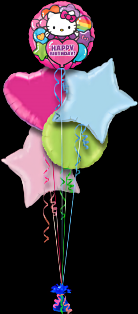 Cheerful Colorful Balloon Wallpaper: Birthday & Hello Kitty Theme