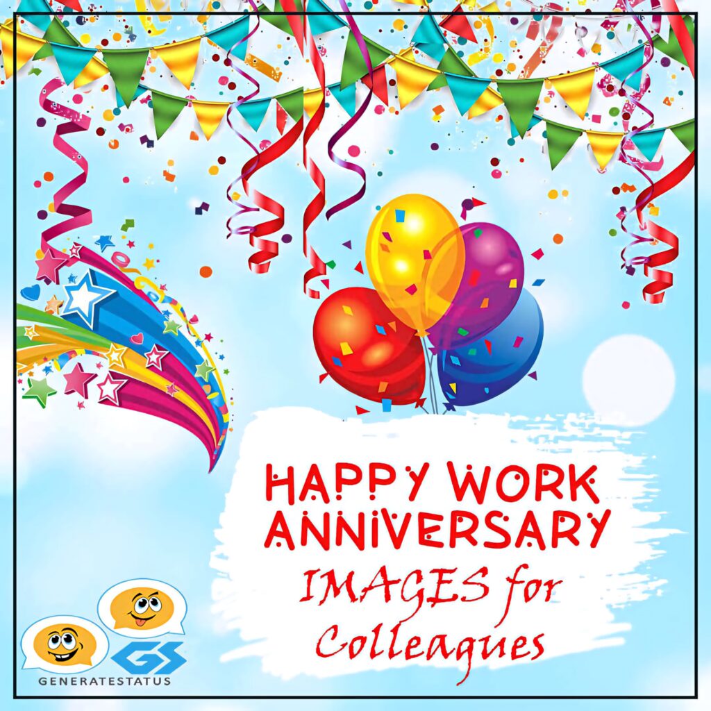 Cheerful wallpaper with colorful balloons and festive decorations for work anniversary celebration