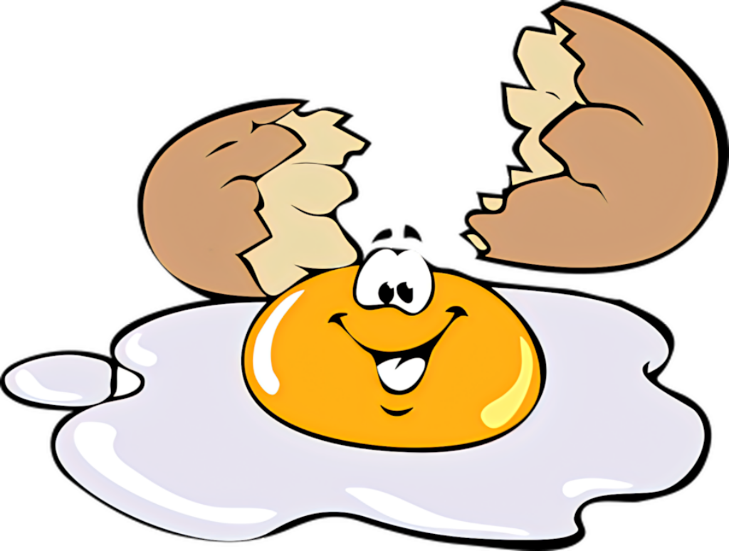 Cheerful Cracked Egg Cartoon: Fun & Playful Wallpaper Background