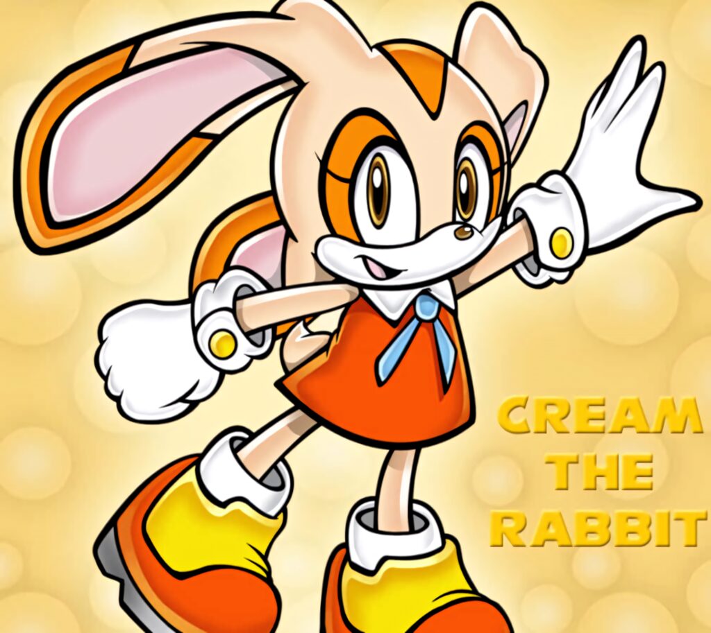 Cream the Rabbit and Cheese the Chao cartoon wallpaper bright yellow Sonic game characters pose