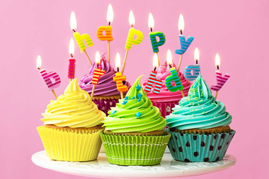 Cheerful Cupcake Wallpaper: Happy Birthday Festive Design