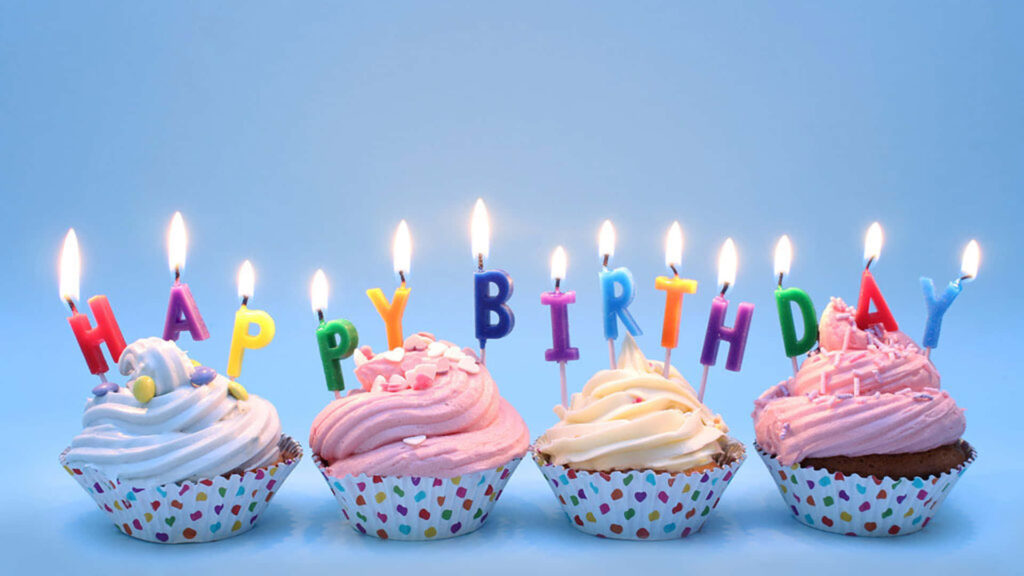 Colorful Cupcake Wallpaper: Happy Birthday Celebration Design