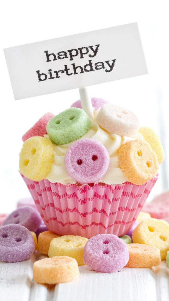 Cheerful Cupcake Wallpaper: Festive Decor for Birthday Celebrations
