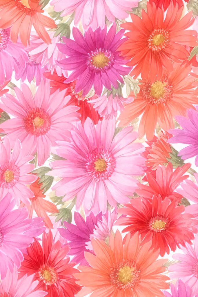 Colorful Daisy Phone Wallpaper: Cheerful Floral Background for Girls