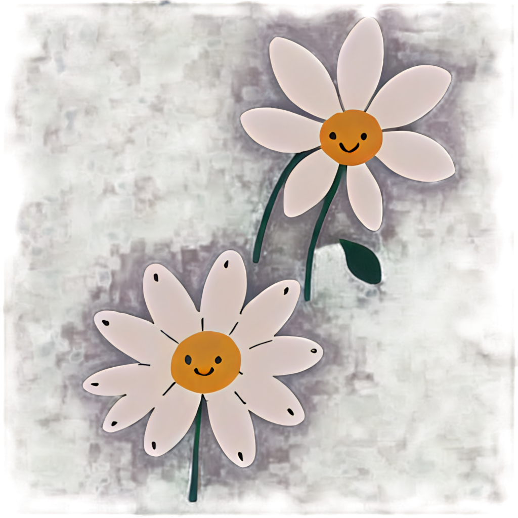 Cheerful Cartoon Daisies Wallpaper: Bright & Uplifting Background