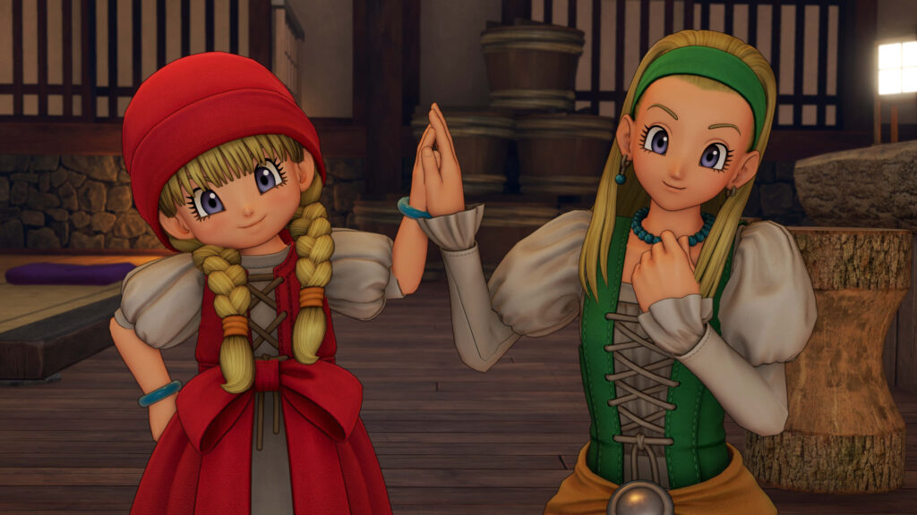 Cheerful Dragon Quest XI Characters in Cozy Fantasy Wallpaper