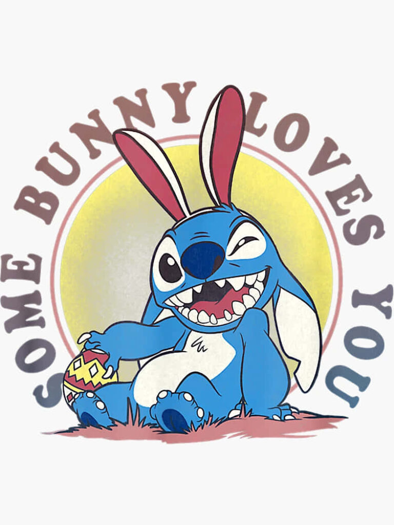 Whimsical Easter Wallpaper: Playful Blue Bunny with Decorated Egg