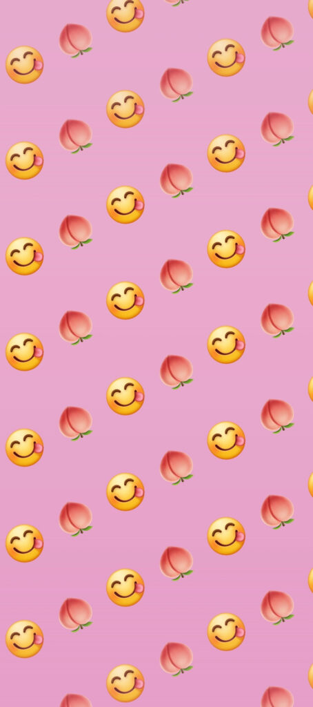 Cheerful Pink Wallpaper with Smiling Emojis & Peach Icons