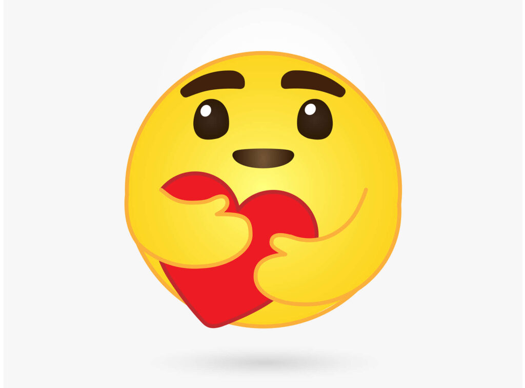 Cheerful Emoji with Red Heart - Warmth & Happiness Wallpaper
