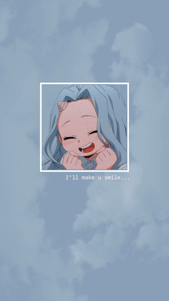 Cheerful Eri Wallpaper: Joyful Design & Heartwarming Blue Background