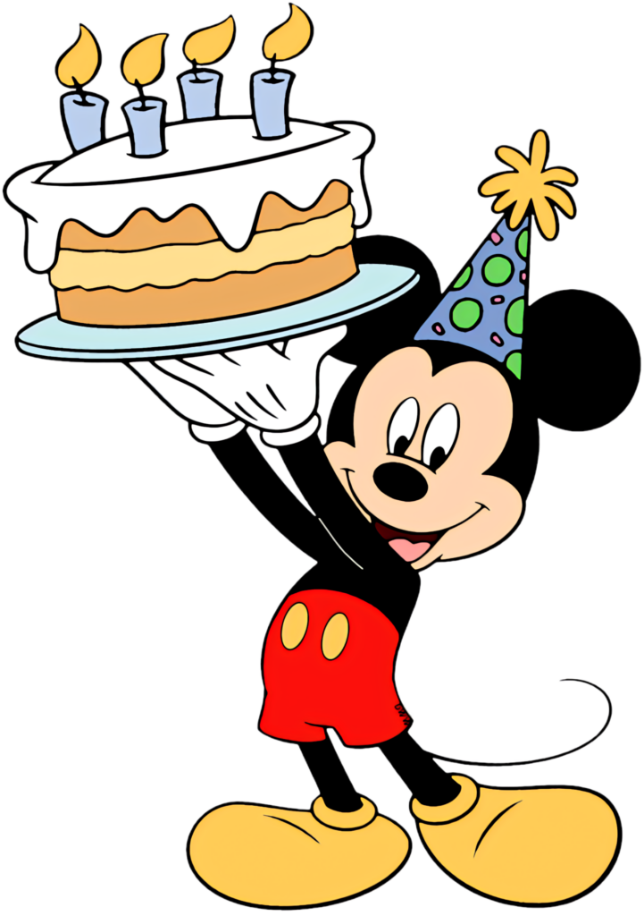 Cheerful Character in Festive Hat with Birthday Cake Wallpaper