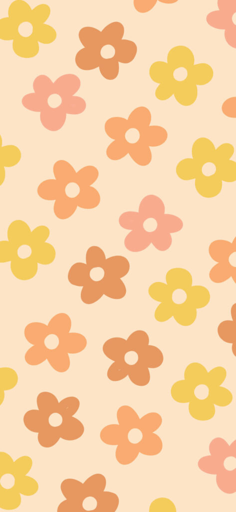 Cheerful Floral Wallpaper: Colorful Flowers on Light Beige Background