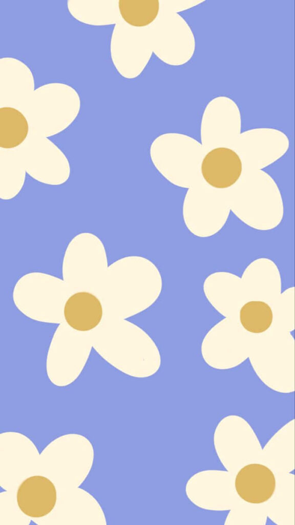 Vibrant Floral Wallpaper: White Flowers on Lavender Background