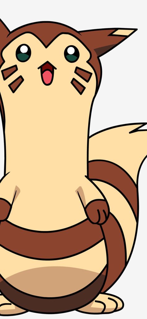 Cheerful Furret digital illustration with cream brown stripes smiling vibrant mobile wallpaper