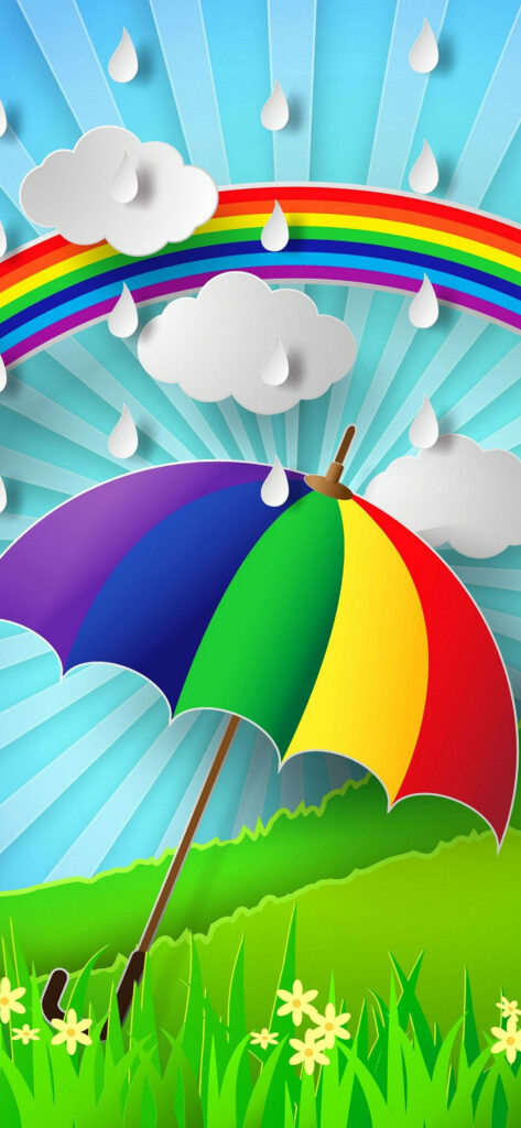 Vibrant Umbrella Wallpaper for Samsung Galaxy S22 - Colorful Landscape