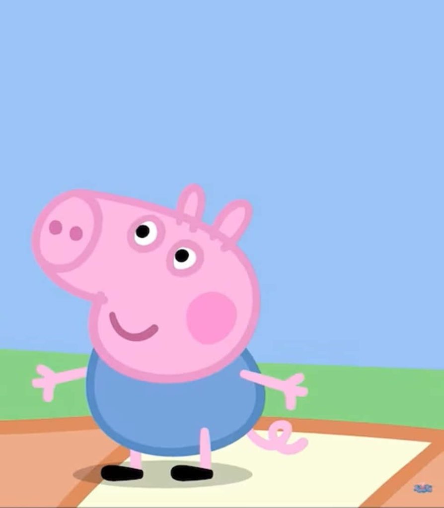 George Pig cartoon wallpaper cheerful bright sunny background playful Peppa Pig fan art