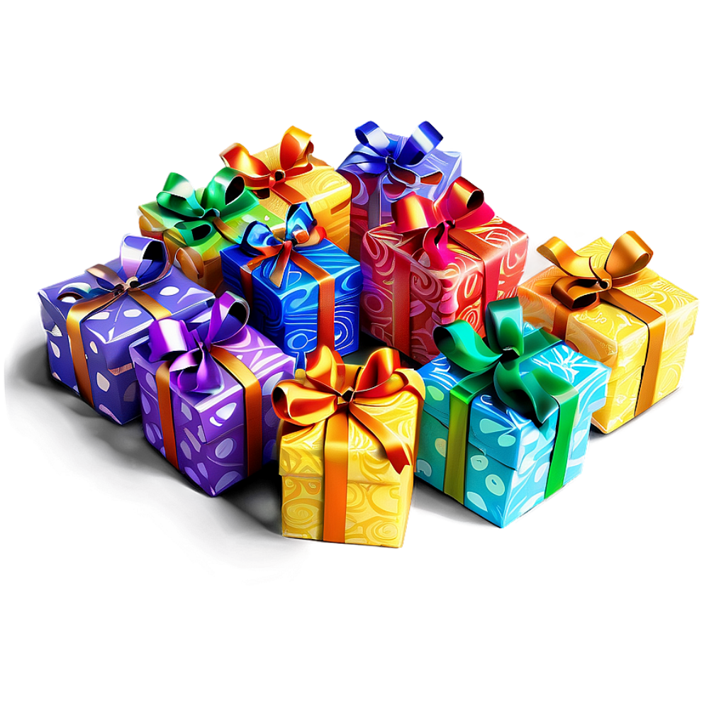 Vibrant Gift Box Wallpaper: Colorful Ribbons & Festive Decor Background