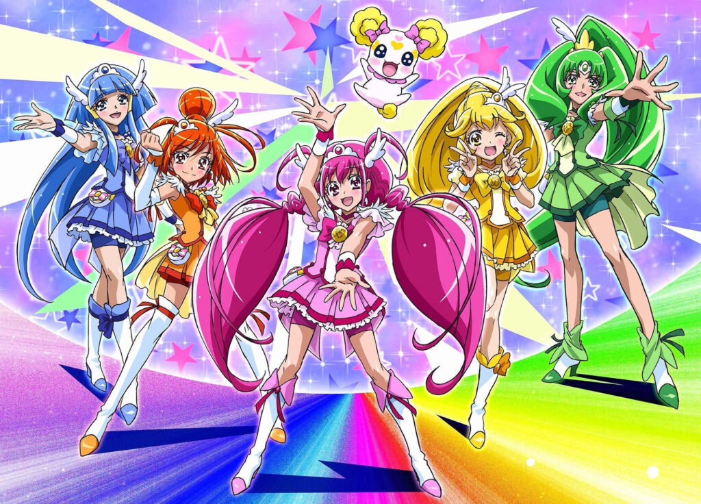 Cheerful *Glitter Force* Magical Girls Wallpaper Background