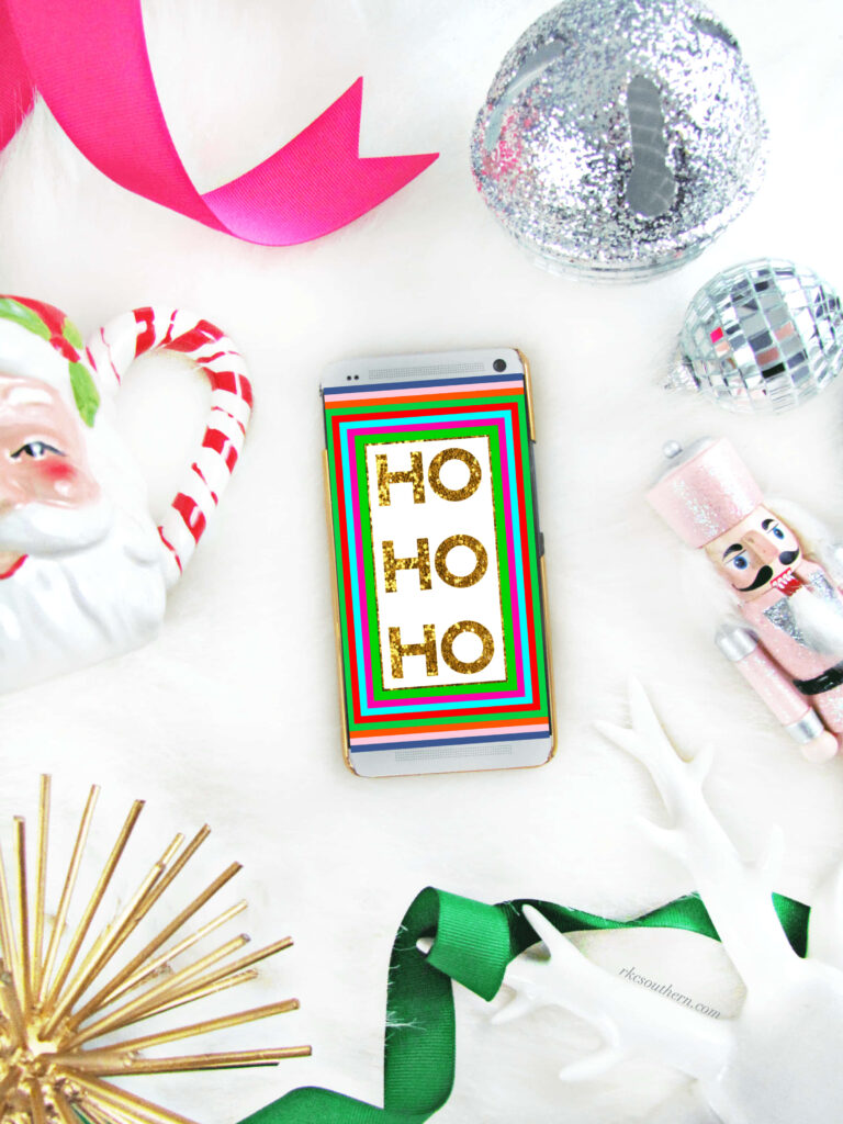 Festive HO HO HO Holiday Wallpaper for Smartphones with Cheerful Decor