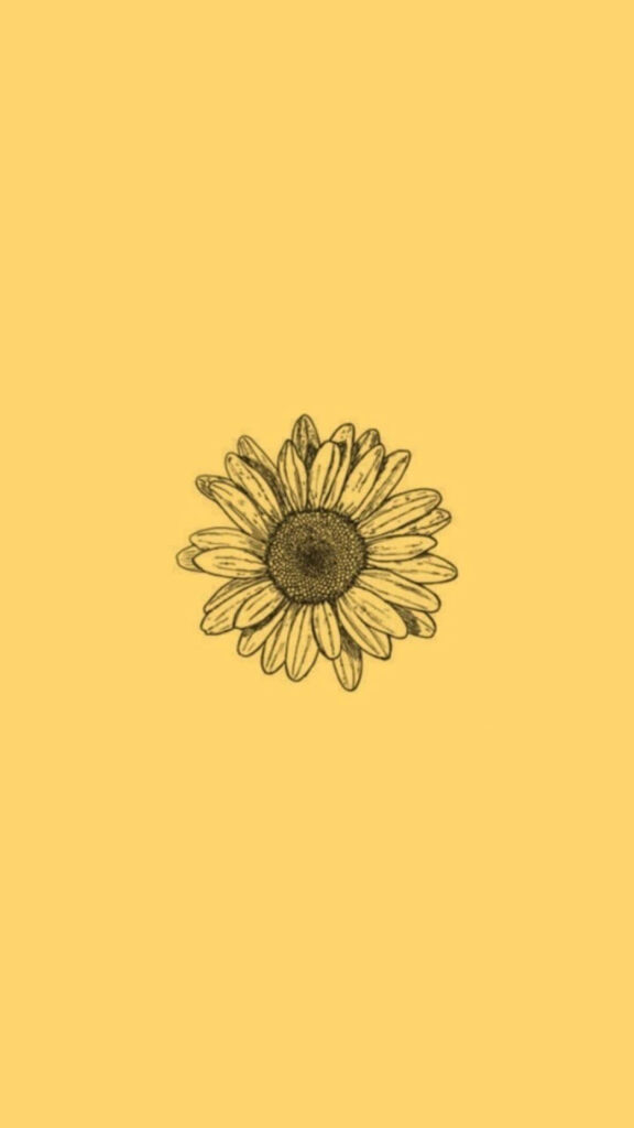 Cheerful Minimalistic Sunflower Wallpaper on Yellow Background